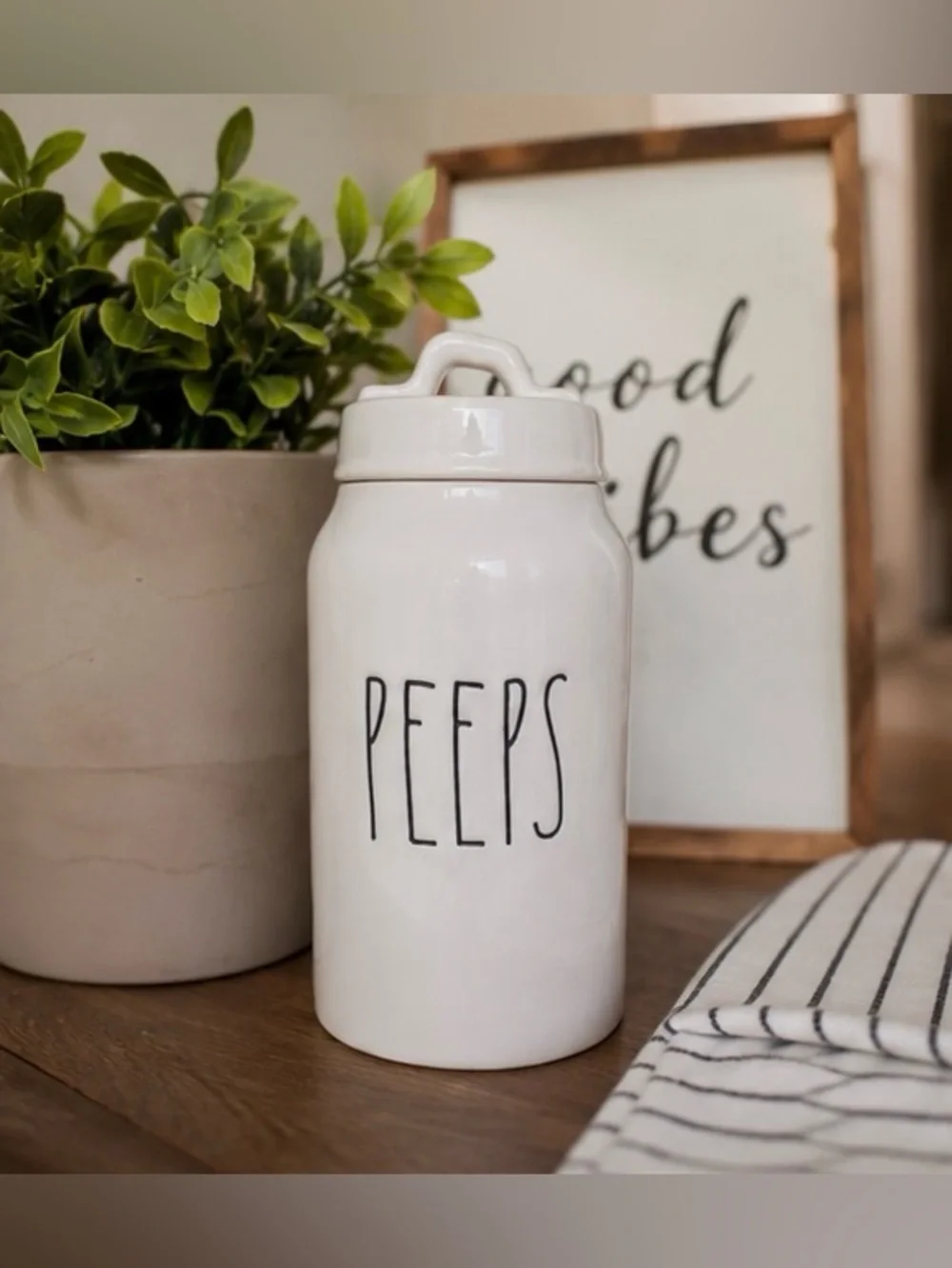 Rae Dunn black lettering peeps